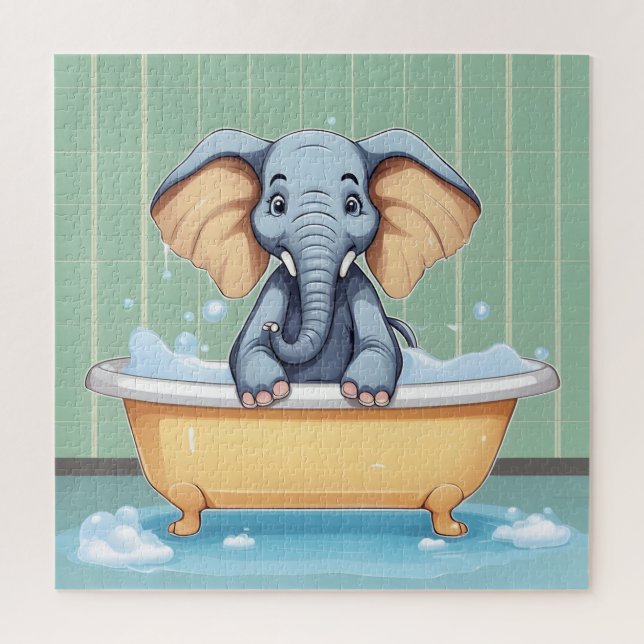 Elefant im Bad (Vertikal)