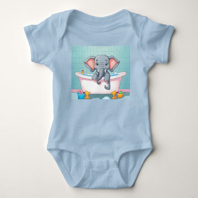Elefant im Bad Baby Strampler (Vorderseite)
