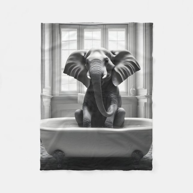 Elefant im Bad Fleecedecke (Vorderseite)