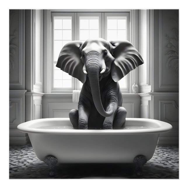 Elefant im Bad Fotodruck (Vorne)
