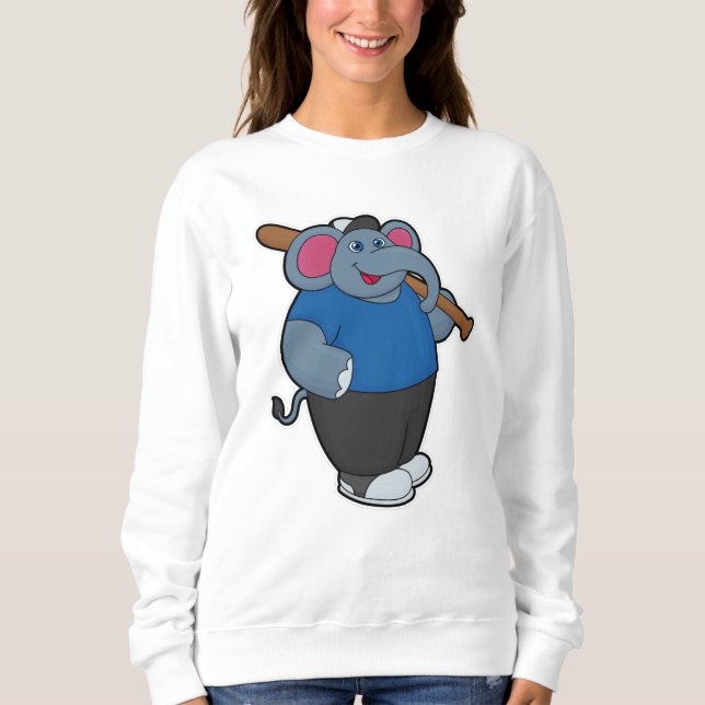 Elefant im Baseball mit Baseballschläger Sweatshirt (Vorderseite)