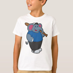 Elefant im Baseball mit Baseballschläger T-Shirt