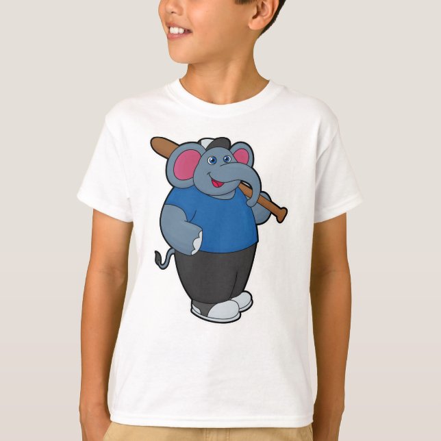 Elefant im Baseball mit Baseballschläger T-Shirt (Vorderseite)