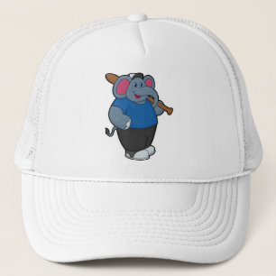 Elefant im Baseball mit Baseballschläger Truckerkappe