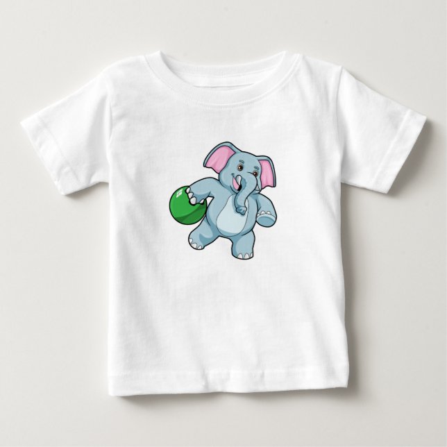Elefant im Bowling mit Bowlingball Baby T-shirt (Vorderseite)
