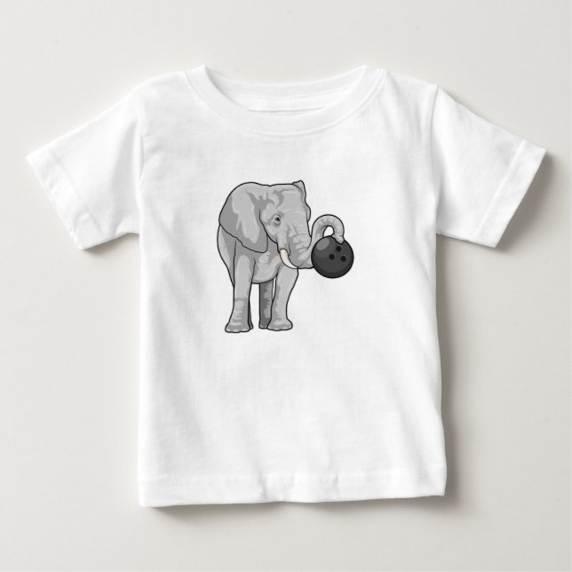 Elefant im Bowling mit Bowlingball Baby T-shirt (Vorderseite)