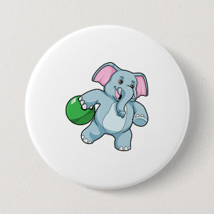 Elefant im Bowling mit Bowlingball Button