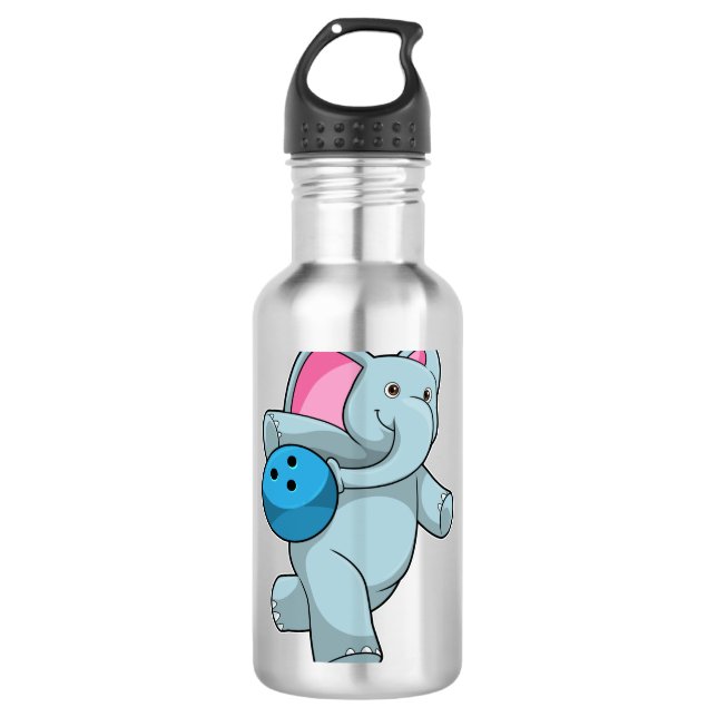 Elefant im Bowling mit Bowlingball Edelstahlflasche (Vorderseite)
