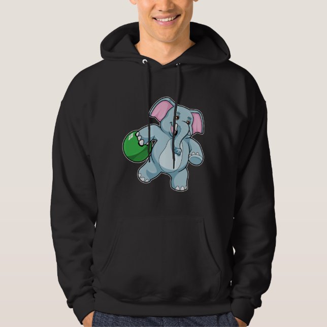 Elefant im Bowling mit Bowlingball Hoodie (Vorderseite)