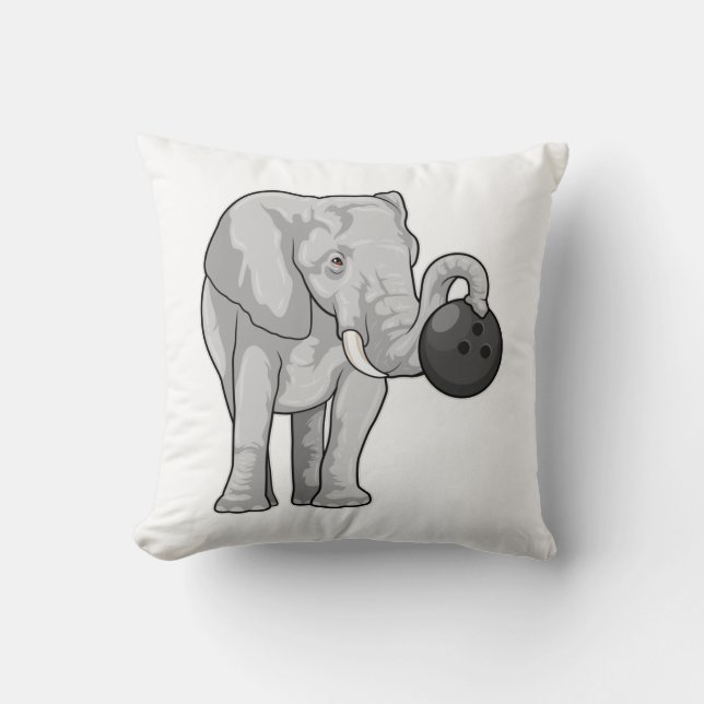 Elefant im Bowling mit Bowlingball Kissen (Vorderseite)