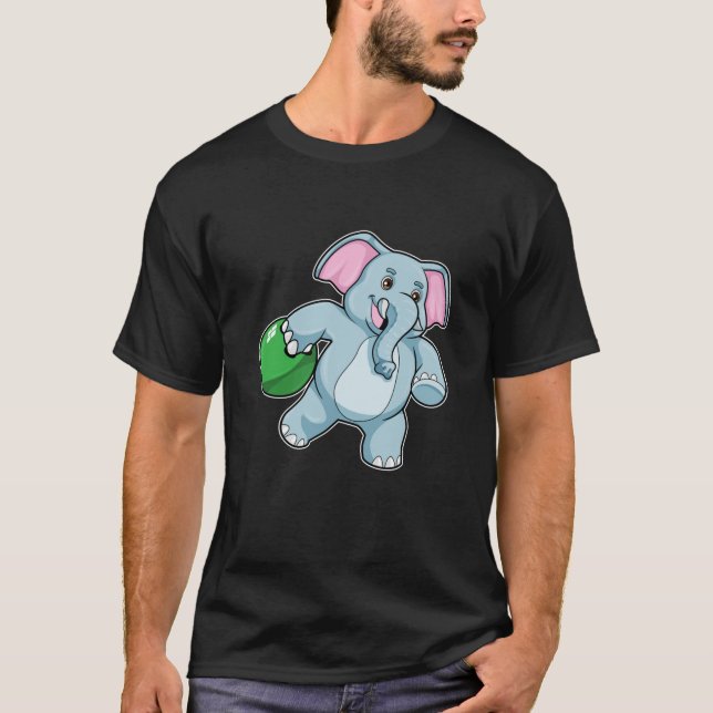 Elefant im Bowling mit Bowlingball T-Shirt (Vorderseite)