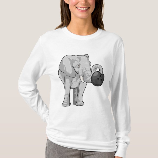 Elefant im Bowling mit Bowlingball T-Shirt (Vorderseite)