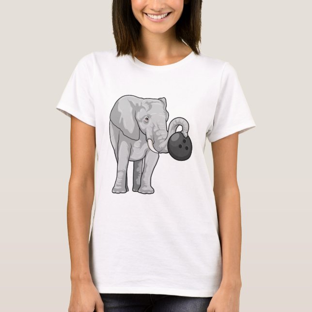 Elefant im Bowling mit Bowlingball T-Shirt (Vorderseite)