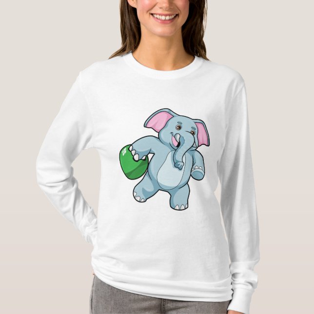 Elefant im Bowling mit Bowlingball T-Shirt (Vorderseite)
