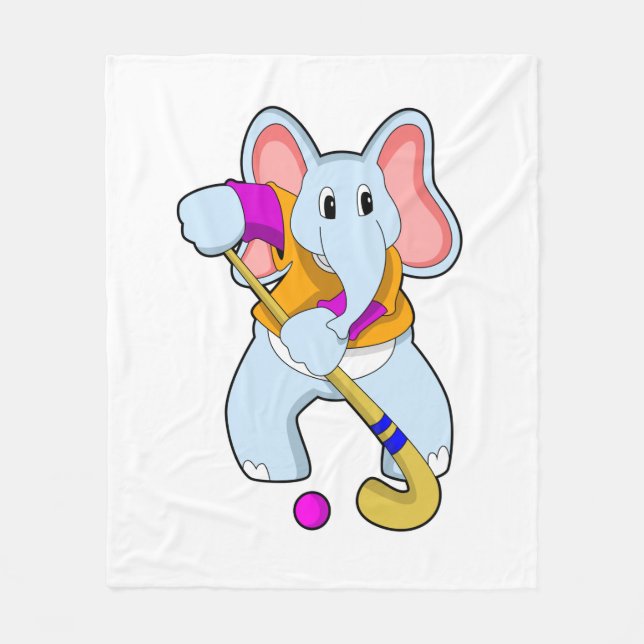 Elefant im Hockey mit Hockeyschläger Fleecedecke (Vorderseite)