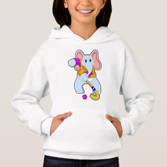 Elefant im Hockey mit Hockeyschläger Hoodie (Vorderseite)