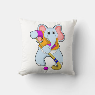 Elefant im Hockey mit Hockeyschläger Kissen