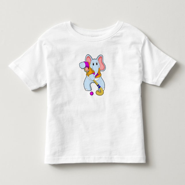 Elefant im Hockey mit Hockeyschläger Kleinkind T-shirt (Vorderseite)