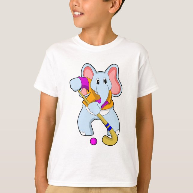 Elefant im Hockey mit Hockeyschläger T-Shirt (Vorderseite)
