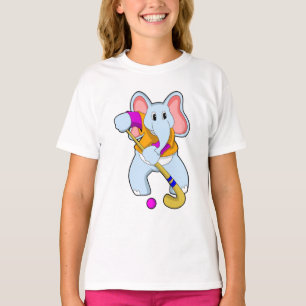 Elefant im Hockey mit Hockeyschläger T-Shirt