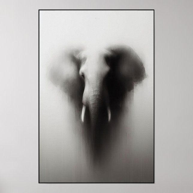 Elefant im Nebeln Abstrakt Poster (Vorne)