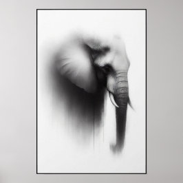 Elefant im Nebeln Abstrakt Poster