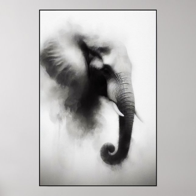 Elefant im Nebeln Abstrakt Poster (Vorne)