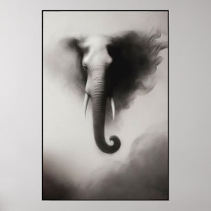 Elefant im Nebeln Abstrakt Poster