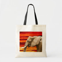 Elefant im Sonnenuntergang - Tote-Beutel