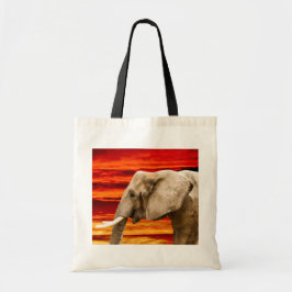 Elefant im Sonnenuntergang - Tote-Beutel Tragetasche