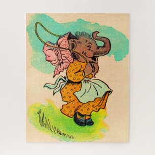 Elefant in Ankleidung aus den 1930er Jahren mit Sp