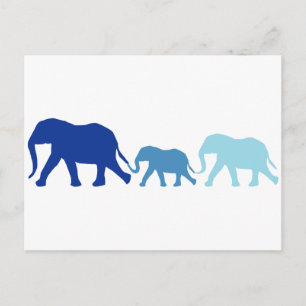 Elefant in Blau Postkarte