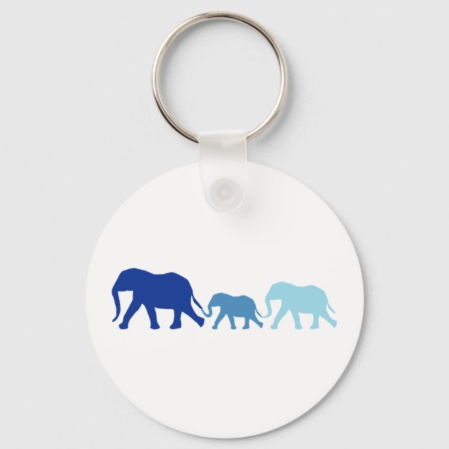 Elefant in Blau Schlüsselanhänger (Vorderseite)
