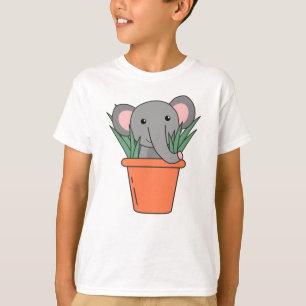 Elefant in Blumentop Funny Elephant Pflanze T-Shirt