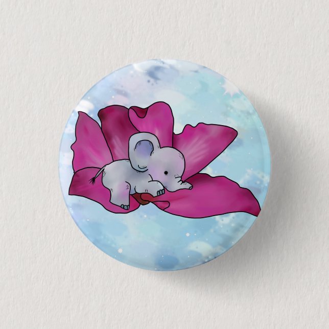 Elefant in Blüte Button (Vorderseite)