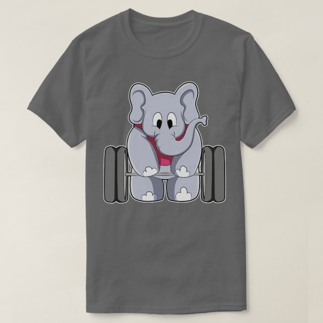 Elefant in Bodybuilding mit Barbell T-Shirt (Design vorne)
