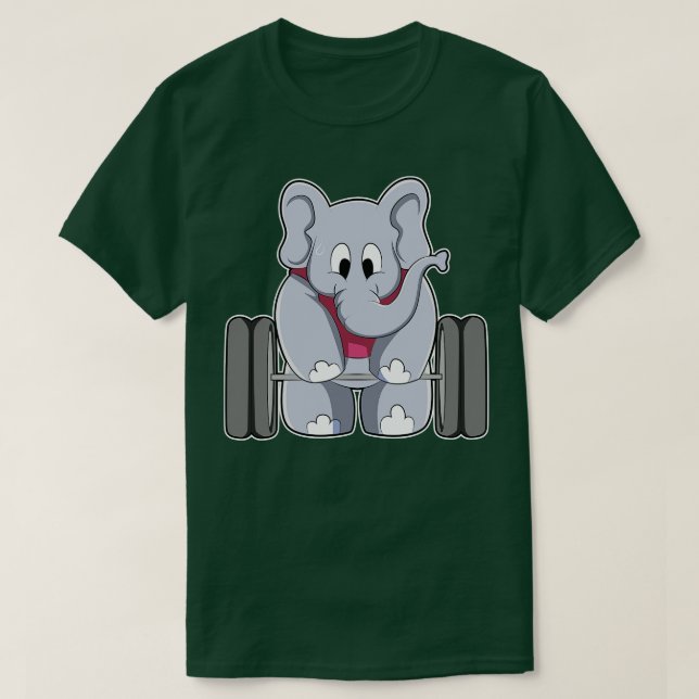 Elefant in Bodybuilding mit Barbell T-Shirt (Design vorne)