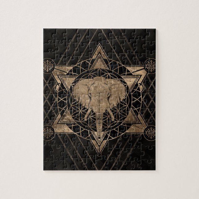 Elefant in der heiligen Geometrie - Schwarzes und (Vertikal)