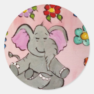 Elefant in der Meditation Runder Aufkleber