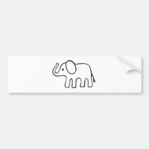 Elefant in der Schwarzweiss-Skizze Autoaufkleber