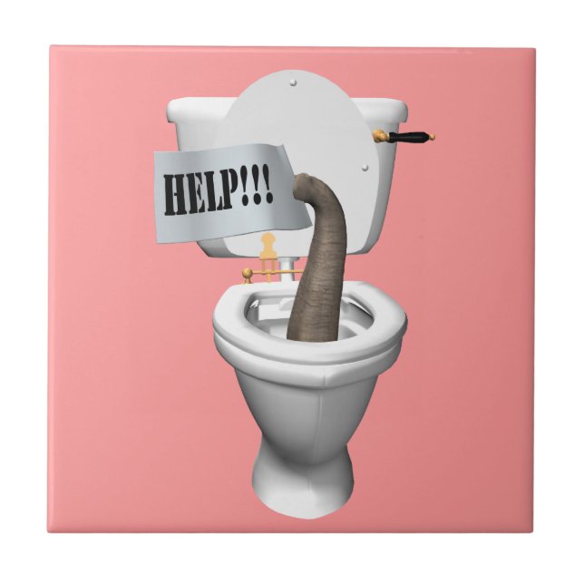 Elefant in der Toilette festgehalten Fliese (Vorderseite)