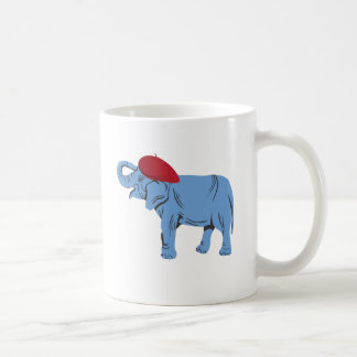 Elefant in einem Beret Kaffeetasse