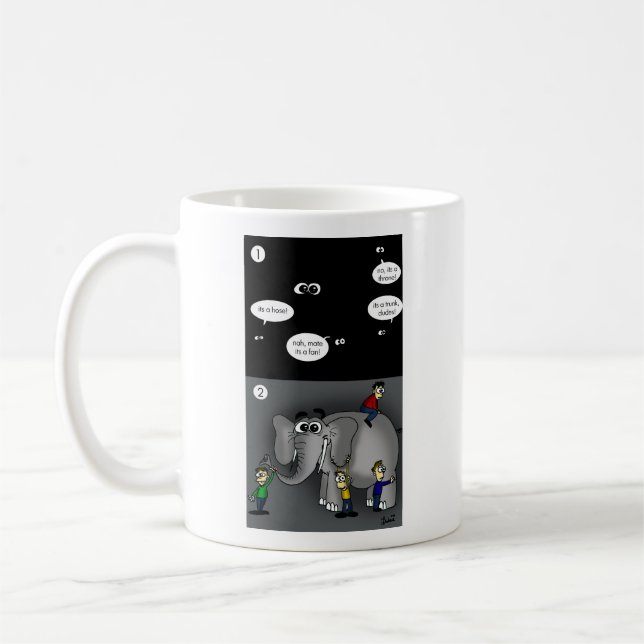 Elefant in einem dunklen Raum Kaffeetasse (Links)