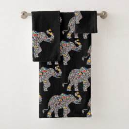 Elefant in einem psychedelischen Geparden Badhandtuch Set