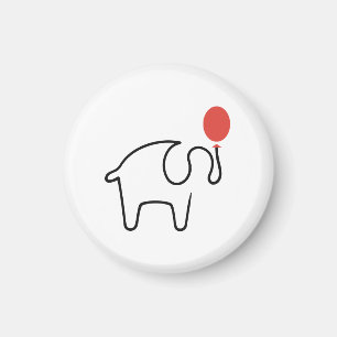 Elefant in einer Linie mit rotem Ballon Magnet