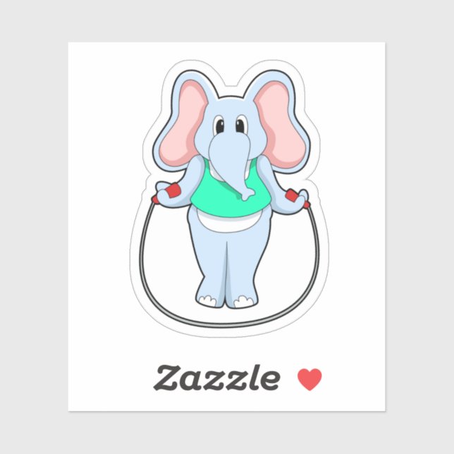 Elefant in Fitness mit Skipping rope.PNG Aufkleber (Blatt)