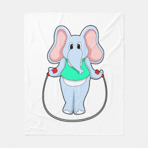 Elefant in Fitness mit Skipping rope.PNG Fleecedecke
