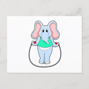 Elefant in Fitness mit Skipping rope.PNG Postkarte