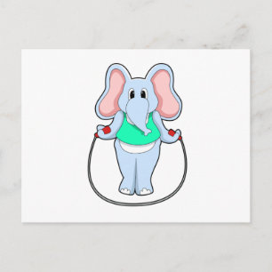 Elefant in Fitness mit Skipping rope.PNG Postkarte