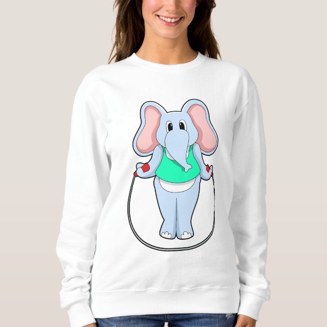 Elefant in Fitness mit Skipping rope.PNG Sweatshirt (Vorderseite)